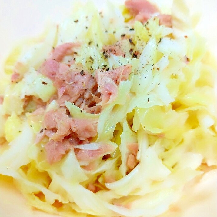 電子レンジde簡単(^^)ツナ缶入り無限キャベツ♪